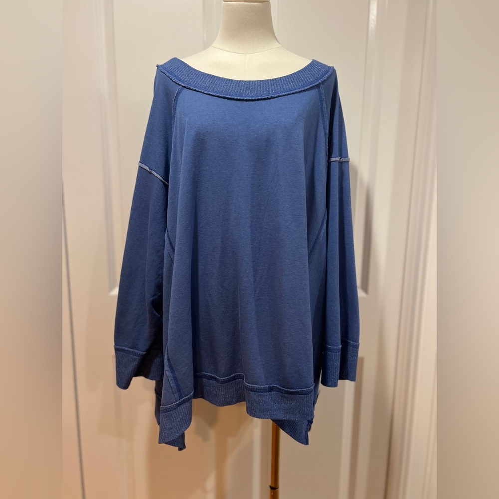 FP Movement by Free People Oversized Pullover Sweatshirt in Slate Blue